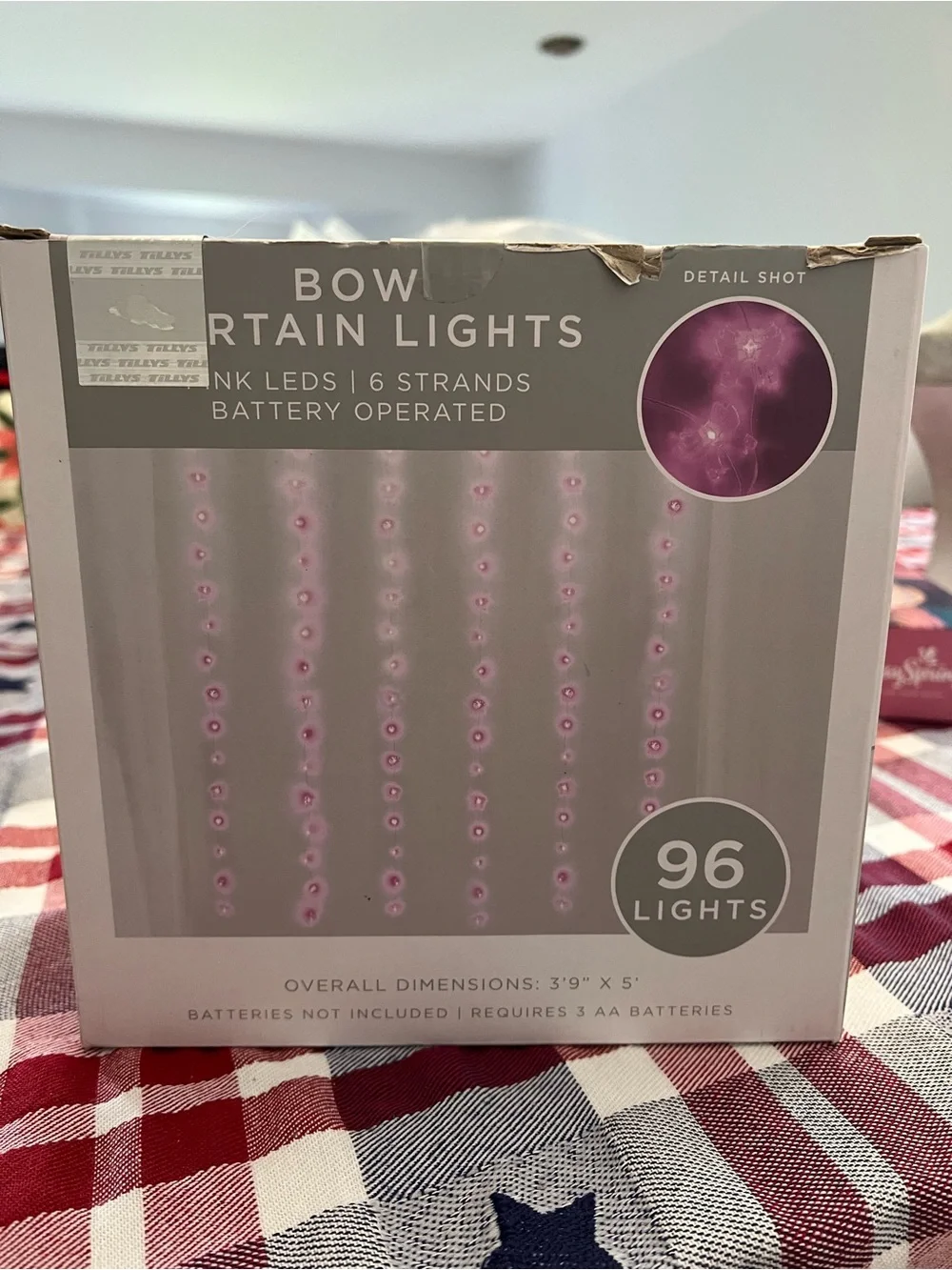 Pink Bow Curtain String Lights - 96 LED Floral Panels